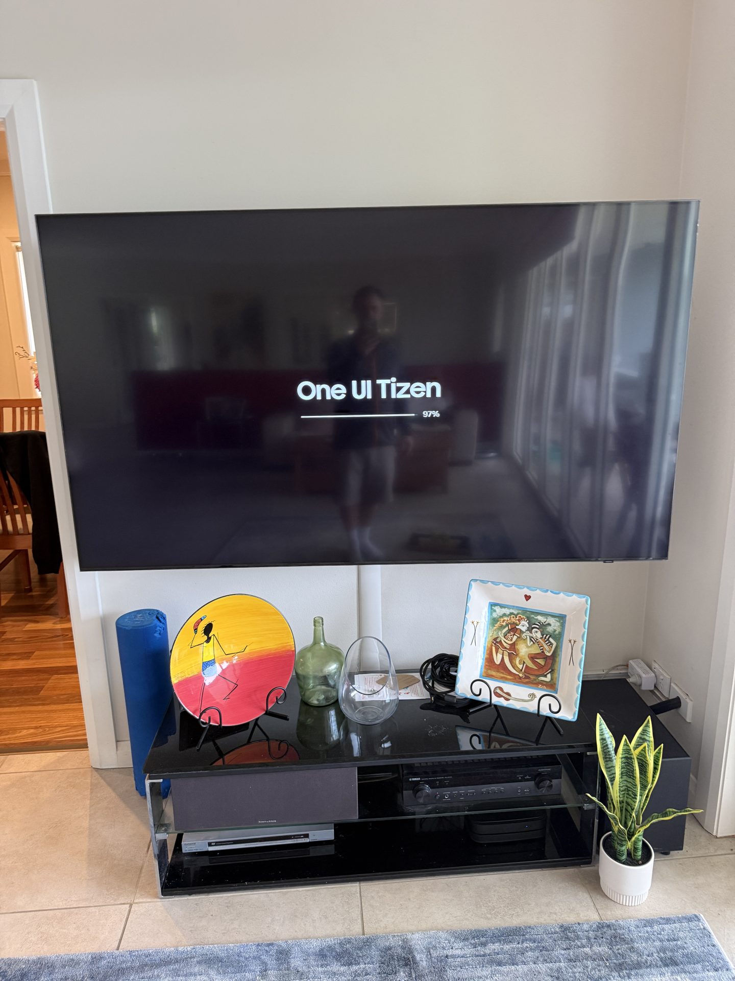 Samsung TV showing One UI Tizen upgrade prompt after automatic firmware update Mona Vale Northern Beaches