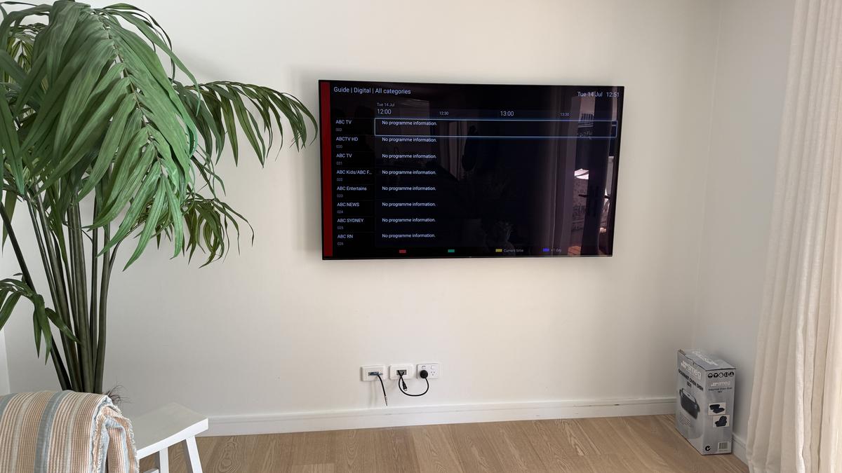 Sony 65-inch TV wall mounted in Mona Vale home with hidden cables, Northern Beaches